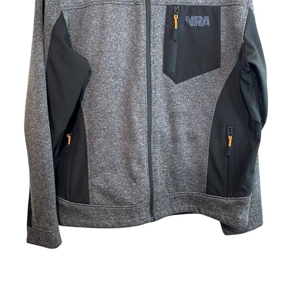 NRA Mens Soft Shell Full Zip Fleece Lined Two Tone Jacket Melange Gray Black XL - Picture 5 of 12